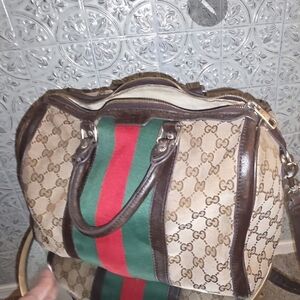 Gucci Beige and Red Satchel